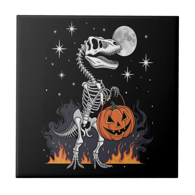 Skrämmande Saurus Halloween-dinosaurie Kakelplatta (Framsidan)