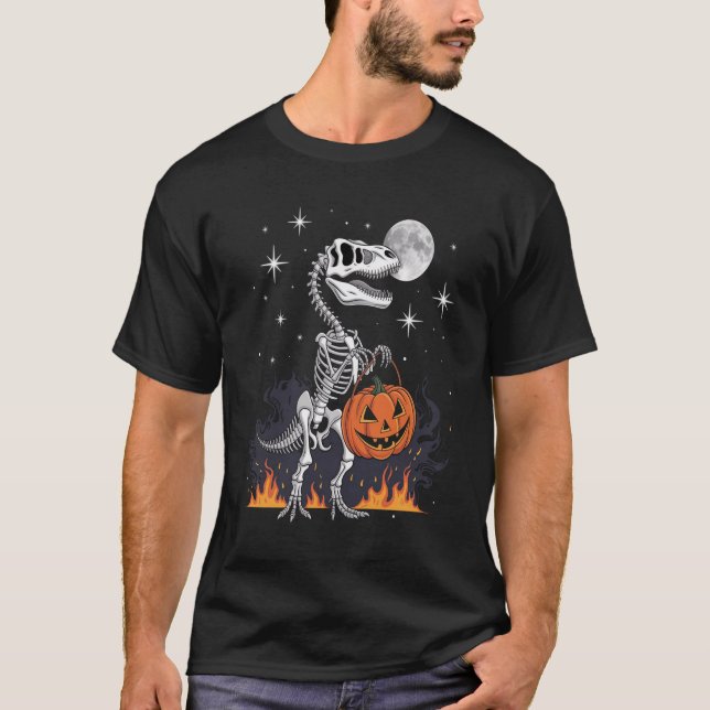 Skrämmande Saurus Halloween-dinosaurie T Shirt (Framsida)