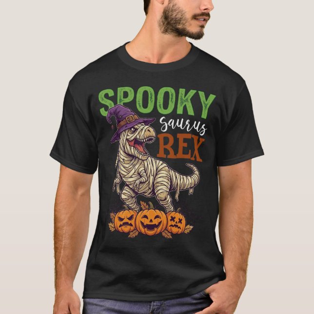 Skrämmande Saurus Rex Mummy Dinosaur Hekta Hatt Pu T Shirt (Framsida)