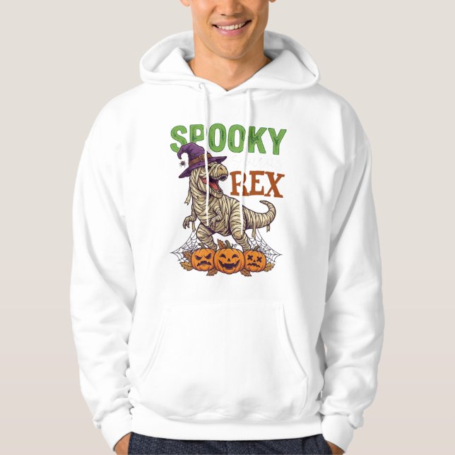 Skrämmande Saurus Rex Mummy Dinosaur Trollkarlshat Hoodie (Framsida)