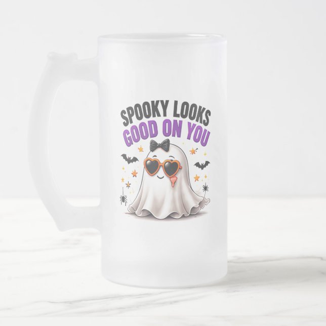 Skrämmande ser bra ut på dig Roligt spöke Hallowee Frostat Ölglas (Vänster)
