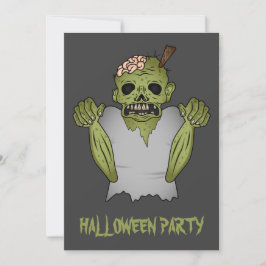 Skrämmande serie-zombie på grå Halloween-fest Inbjudningar