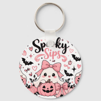 Skrämmande Sips Rosa Coquette Halloween Spöken Båg Nyckelring