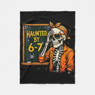Skrämmande Six Seven 6 7 Meme 67 Skelett Hand Hall Fleecefilt