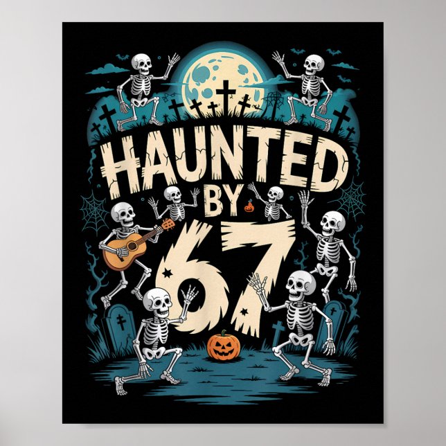 Skrämmande Six Seven 6 7 Meme 67 Skelett Hand Hall Poster (Framsidan)