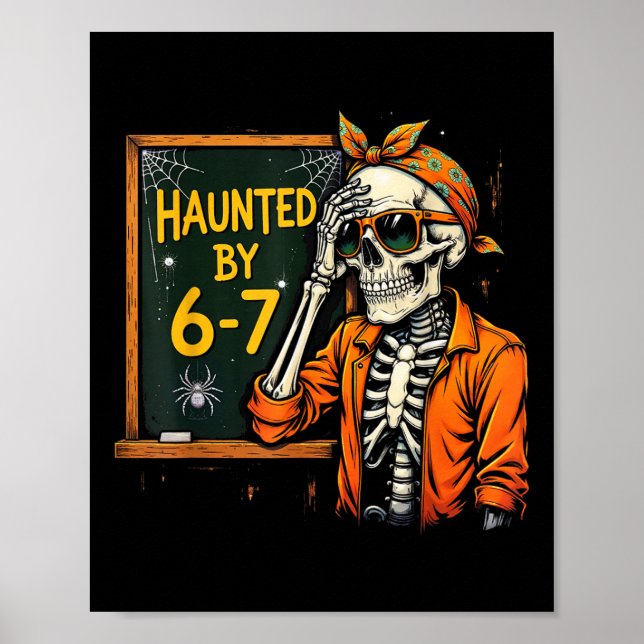 Skrämmande Six Seven 6 7 Meme 67 Skelett Hand Hall Poster (Framsidan)