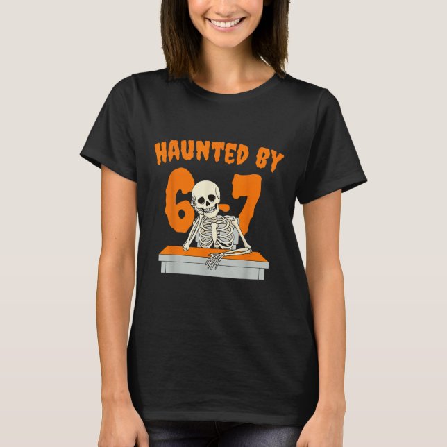 Skrämmande Six Seven 6 7 Meme 67 Skelett Hand Hall T Shirt (Framsida)