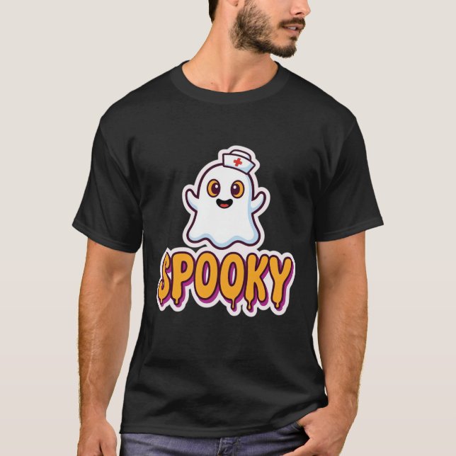 Skrämmande sjuksköterska Halloween-spöke design T Shirt (Framsida)