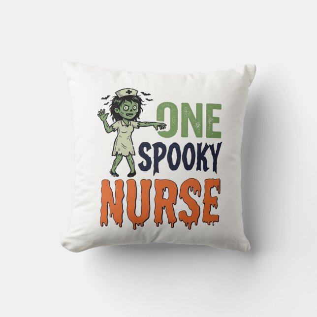 Skrämmande sjuksköterska Halloween Vintage Vector  Kudde (Framsida)