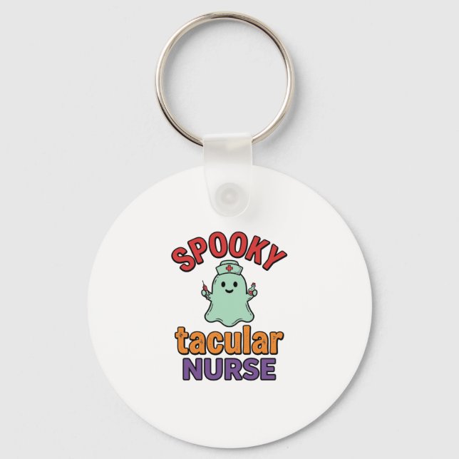 Skrämmande sjuksköterska Halloween Vintage Vector  Nyckelring (Framsida)