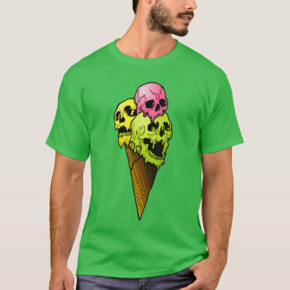 Skrämmande Skallar Glass Skräckfyllt Färgglatt Hal T Shirt