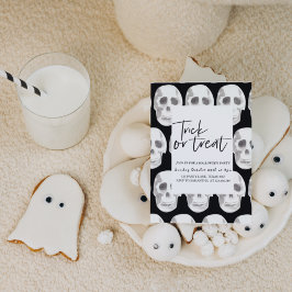 Skrämmande Skalle Bus eller Godis | Halloweenfest Inbjudningar