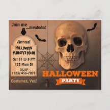 Skrämmande skalle, fladdermöss och spindel Hallowe