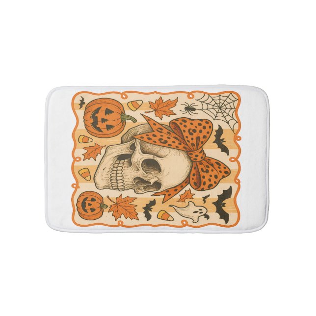 Skrämmande Skalle Halloween Badrumsmatta (Framsidan)