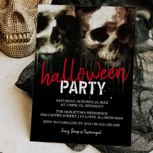 Skrämmande skallmärken på Halloween-fest Inbjudningar