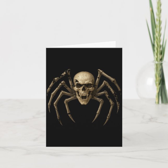 Skrämmande skallråtta spindel - Y gotisk Halloween Kort (Framsida)
