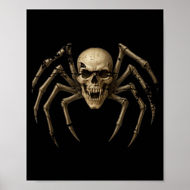 Skrämmande skallråtta spindel - Y gotisk Halloween Poster (Framsidan)