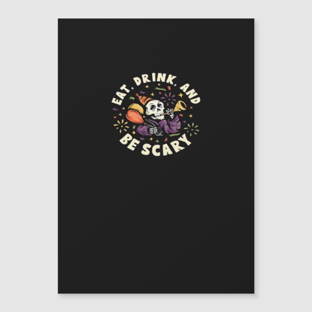 Skrämmande skelett firar Halloween Ät Drick (Framsida)