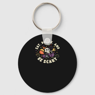Skrämmande skelett firar Halloween ät drick Nyckelring