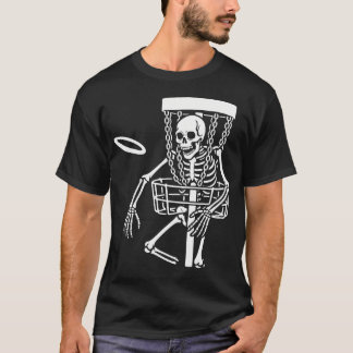 Skrämmande Skelett för Disc Golf på Halloween T Shirt