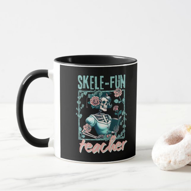 Skrämmande Skelett Grundskollärare för Halloween Mugg (Med munk)
