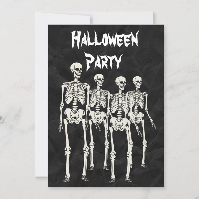 Skrämmande skelett Halloween-fest Inbjudningar (Framsida)