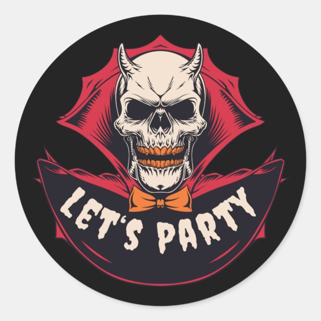 Skrämmande skelett Halloween-fest Runt Klistermärke (Framsida)