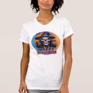 Skrämmande Skelett Häxa Halloween Konst-88888 T Shirt