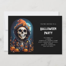 Skrämmande skelett & höstpumpor Halloween