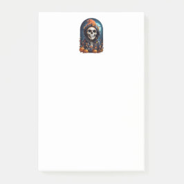 Skrämmande skelett & höstpumpor Halloween Post-it Block
