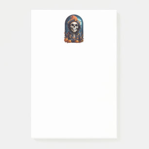 Skrämmande skelett & höstpumpor Halloween Post-it Block