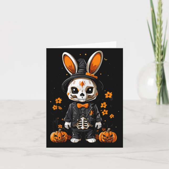 Skrämmande skelett kanin Halloween kostym Kort (Framsida)