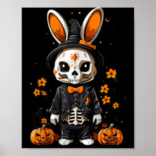 Skrämmande skelett kanin Halloween kostym Poster