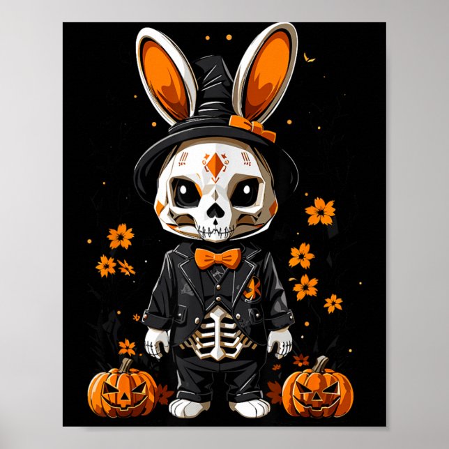 Skrämmande skelett kanin Halloween kostym Poster (Framsidan)