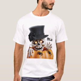 Skrämmande skelett med topp hatt Halloween-dekorat T Shirt