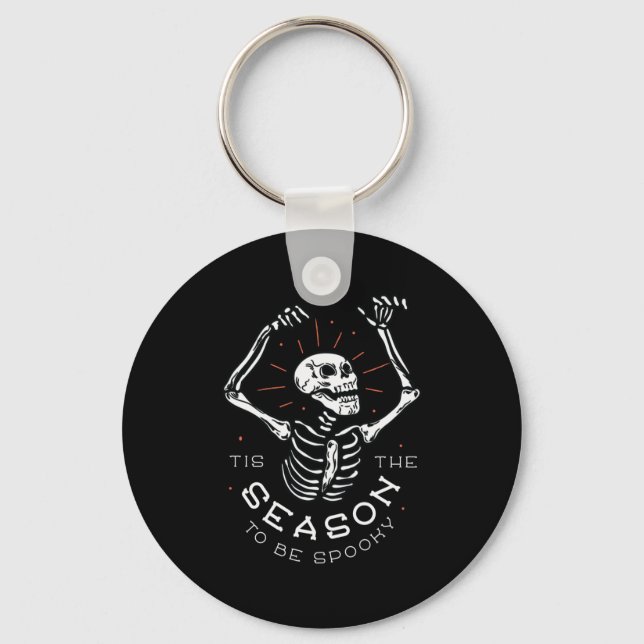 Skrämmande skelett rolig Halloween säsong design Nyckelring (Framsida)