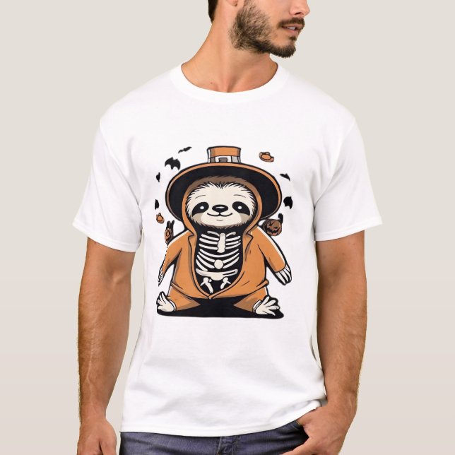 Skrämmande skelett sengångare trick or treating Kl T Shirt (Framsida)