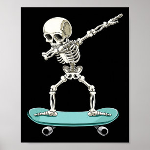 Skrämmande skelett skateboardåkare Halloween skate Poster
