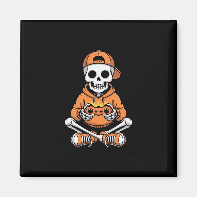 Skrämmande skelett-videospel Halloween-spel Gamer  Magnet (Framsidan)