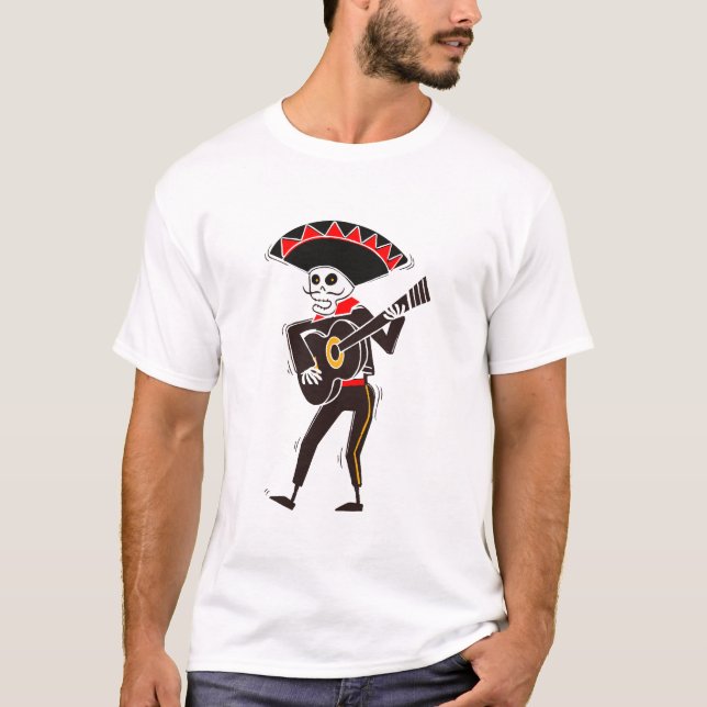 Skrämmande skelettgitarrspelare t shirt (Framsida)