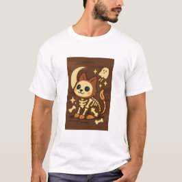 Skrämmande skelettkatt och spök-T-shirt T Shirt