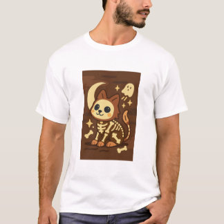 Skrämmande skelettkatt och spök-T-shirt T Shirt
