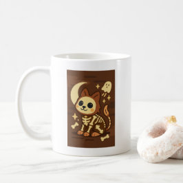 Skrämmande skelettkatt och spöklik klassisk mugg, kaffemugg