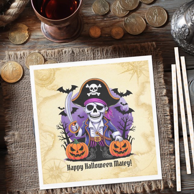 Skrämmande skelettpirat Halloween Pappersservett (Skapare uppladdad)