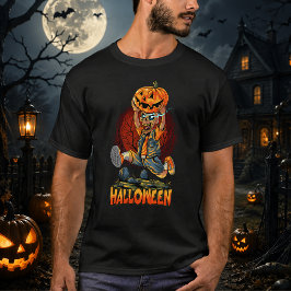 Skrämmande skelettpumpa Halloween-skräck T Shirt