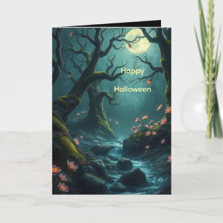 Skrämmande skog för Halloween-kort Kort
