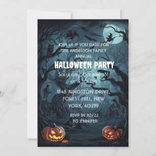 Skrämmande Skog Pumpa Halloween Fest Inbjudningar
