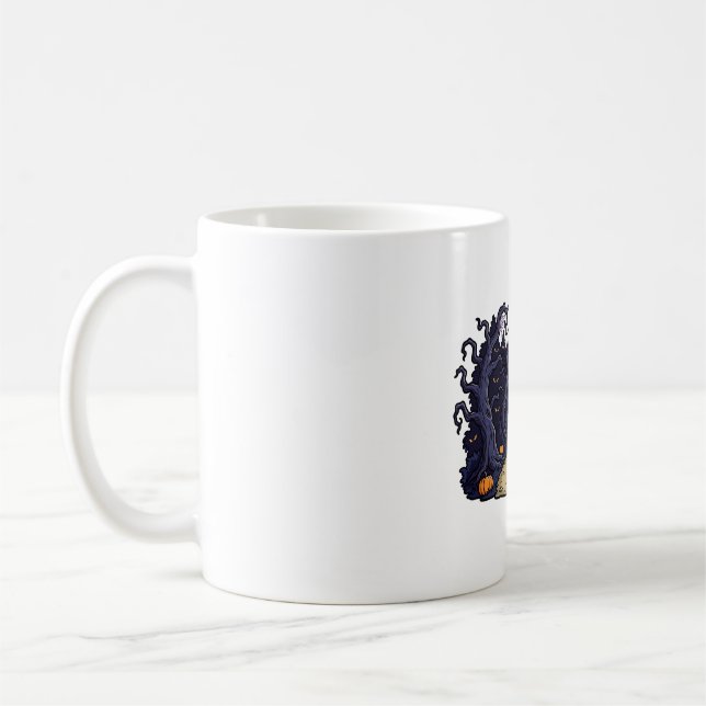 Skrämmande skogsväg månljust konst kaffemugg (Vänster)