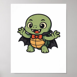 Skrämmande sköldpadda vampyr Halloween överstor t- Poster