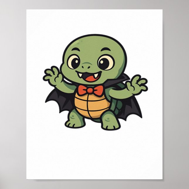 Skrämmande sköldpadda vampyr Halloween överstor t- Poster (Framsidan)